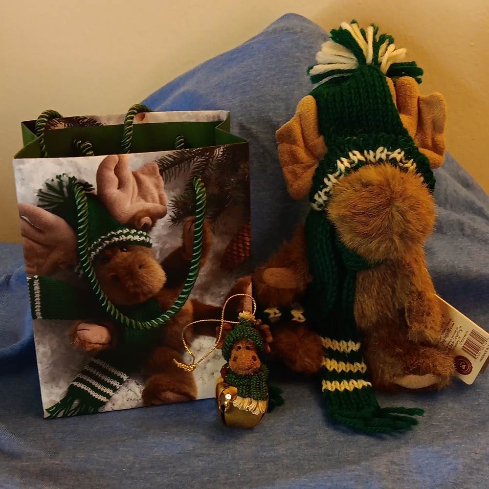 Vintage Boyds Bears Lil' Chrismoose Plush with Gift bag and Matching Ornament